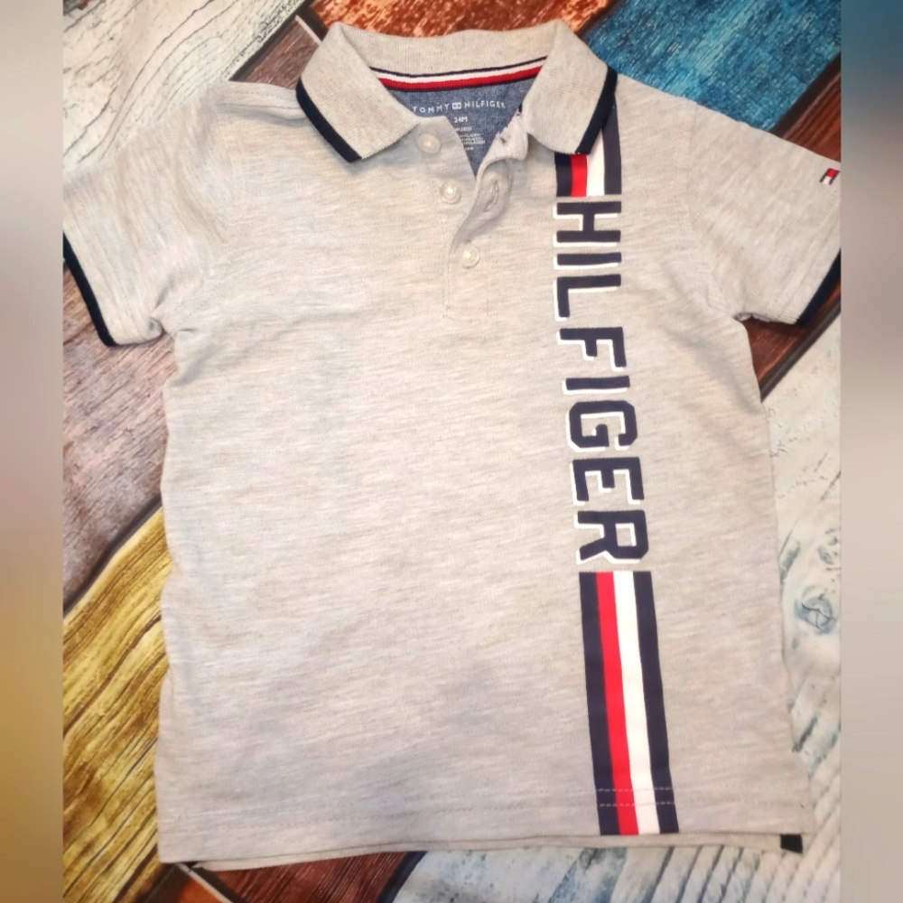 Gray Tommy Hilfiger Logo Polo Shirt 24 Months New Without Tags